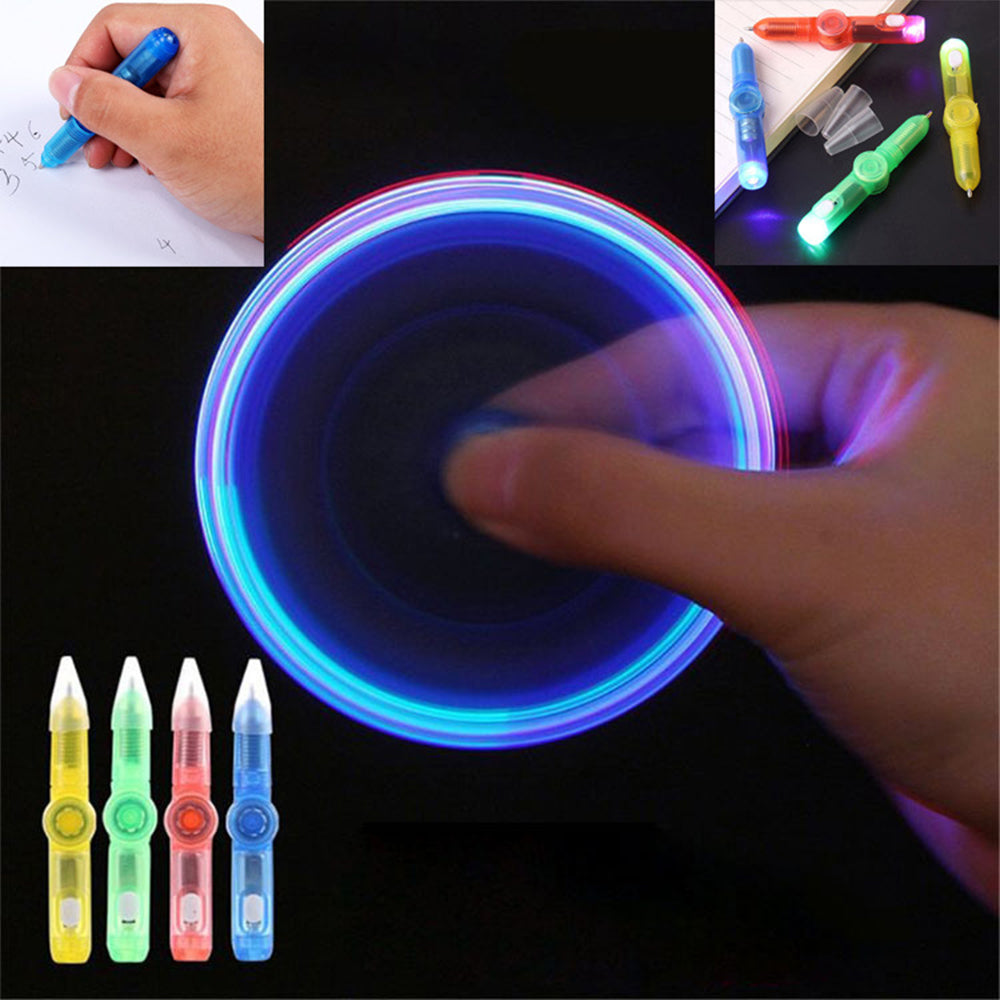 12PCS Creative Stress-Relieving Rotating LED Light Ballpoint Pen-MIX COLOUR