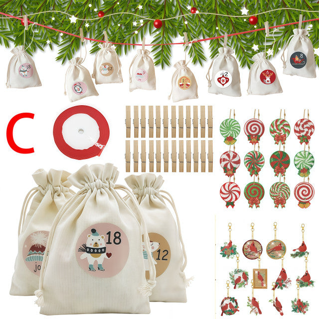 Christmas Countdown Calendar, Diamond Painting Keychain, DIY Handcrafted Creative Christmas Decoration