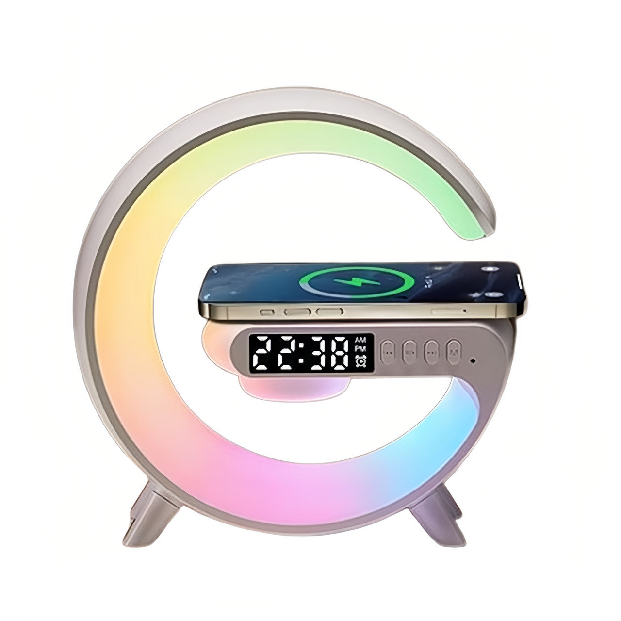 Smart 5-in-1 Wireless Charging G Bluetooth Alarm Clock Small Speaker Colorful Night Light