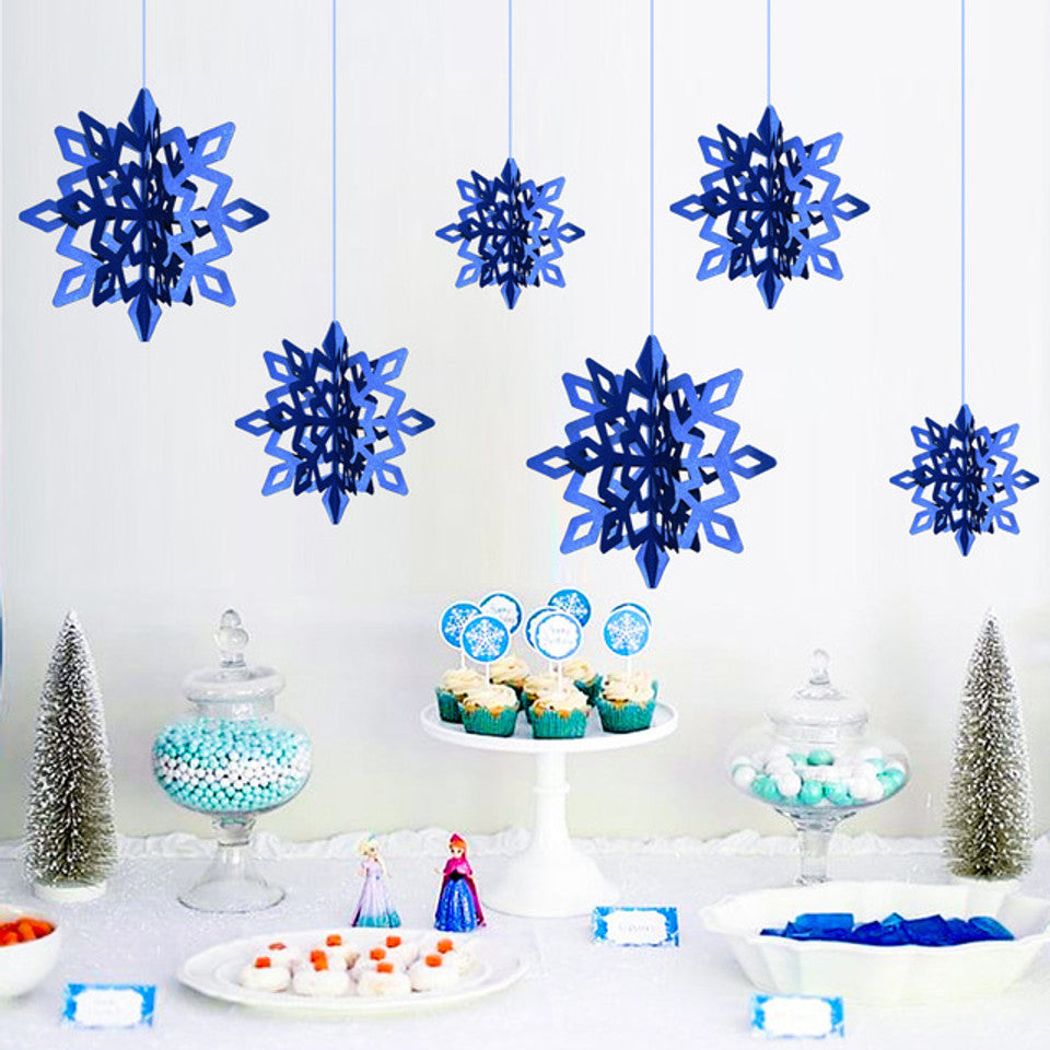 3D Snowflakes Stars Hanging Decorations Set of 6