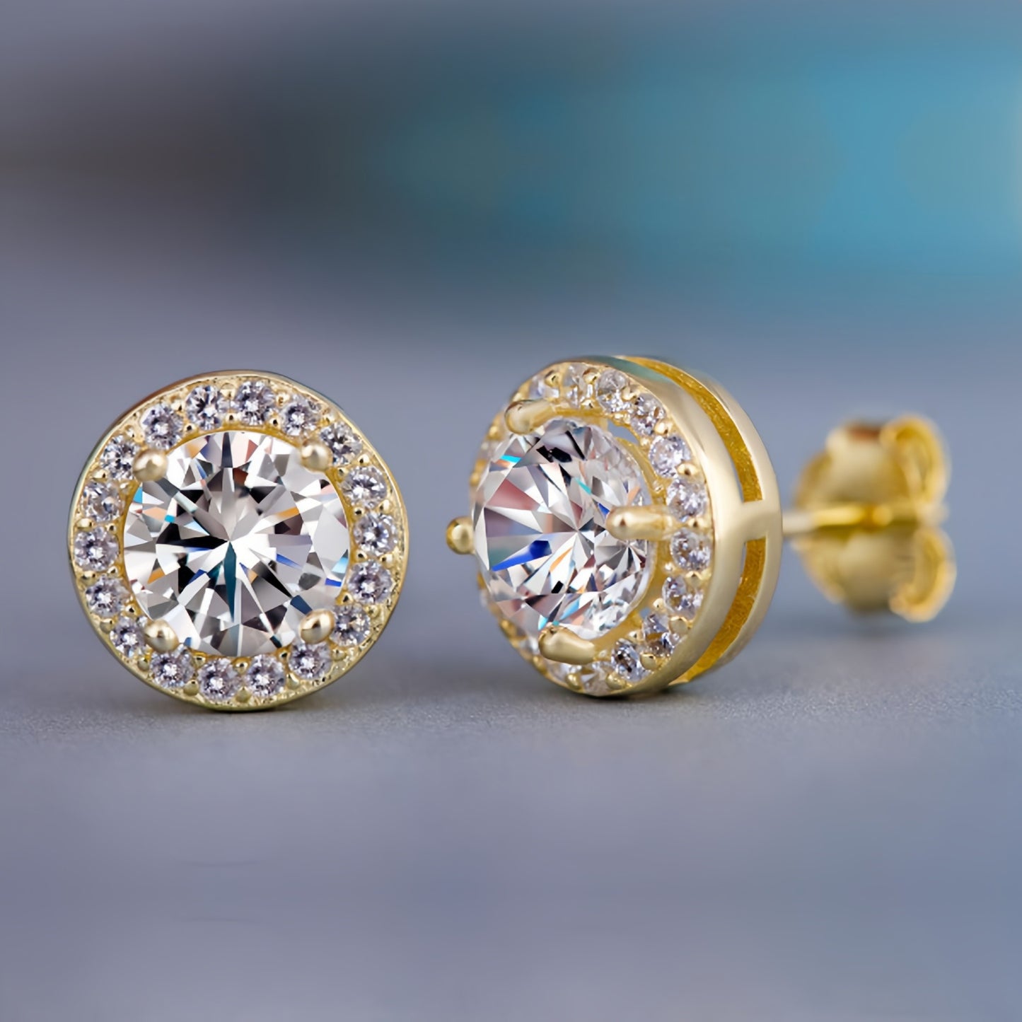 Crystal Zircon Earrings gold&silver