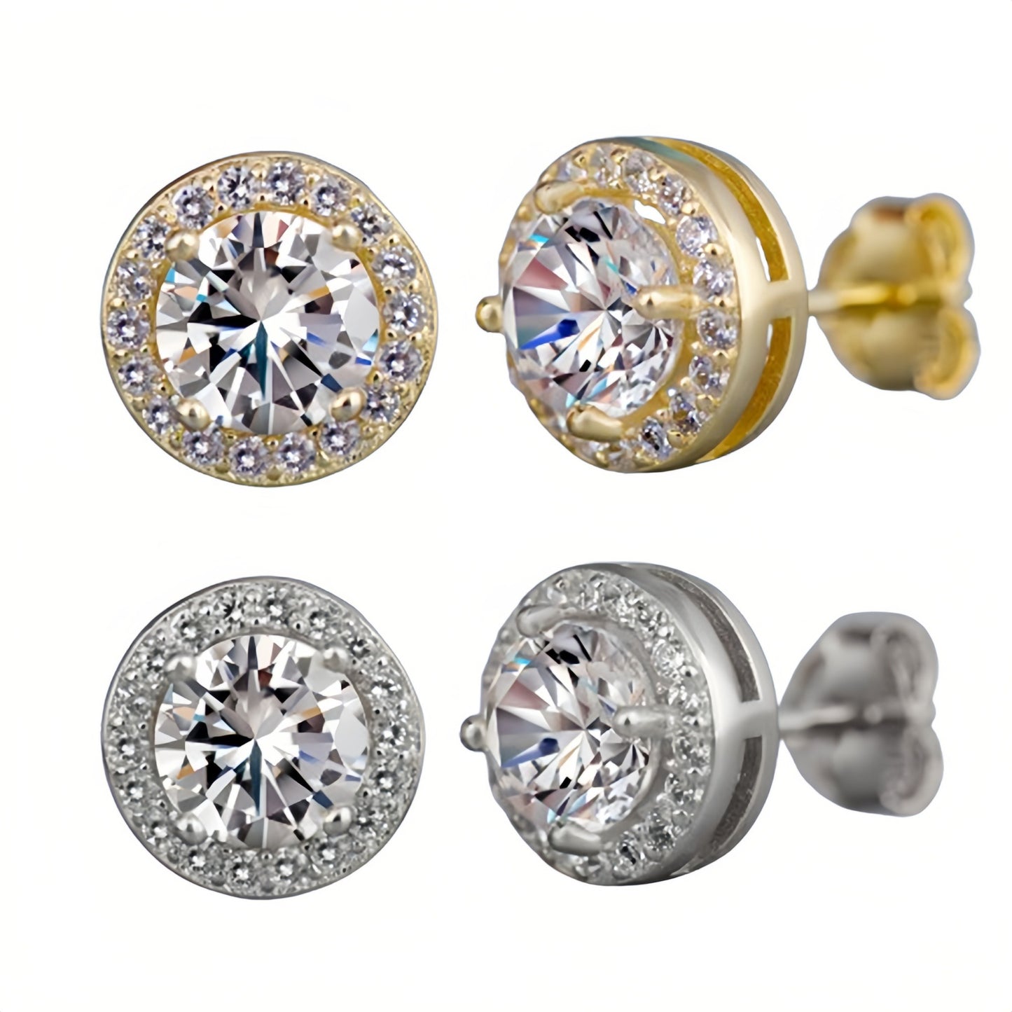 Crystal Zircon Earrings gold&silver