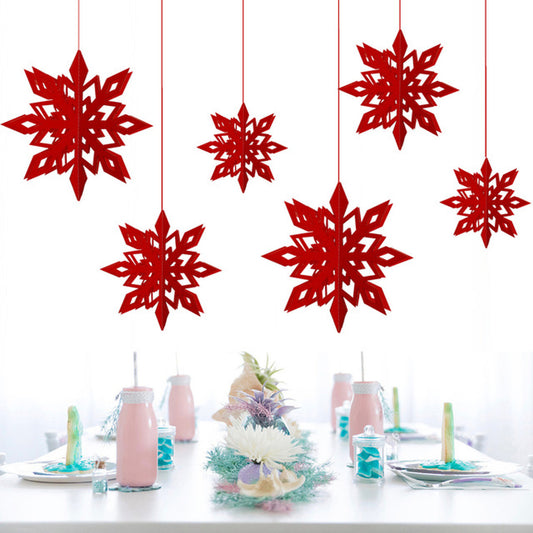 3D Snowflakes Stars Hanging Decorations Set of 6