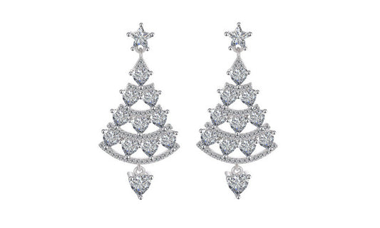 T-Christmas tree earrings women's high-end sense earrings temperament all-match thin face earrings 5438