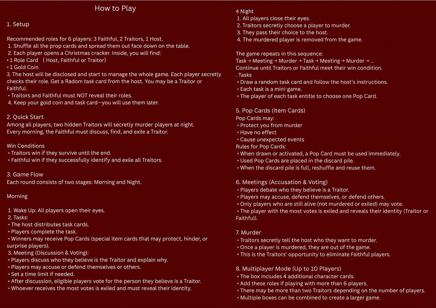 "Trust and betrayal" Game And Jewelry Theme Christmas Crackers