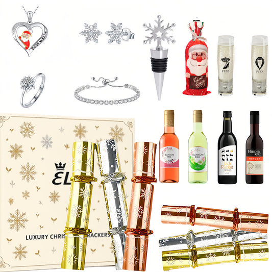 Luxury Wine & Moissanite Jewelry Christmas Crackers – 6pcs / 12pcs Set