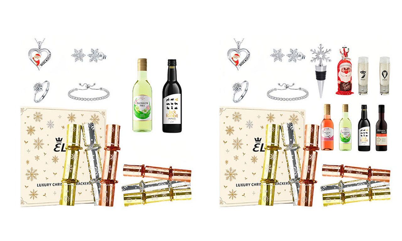 Luxury Wine & Moissanite Jewelry Christmas Crackers – 6pcs / 12pcs Set