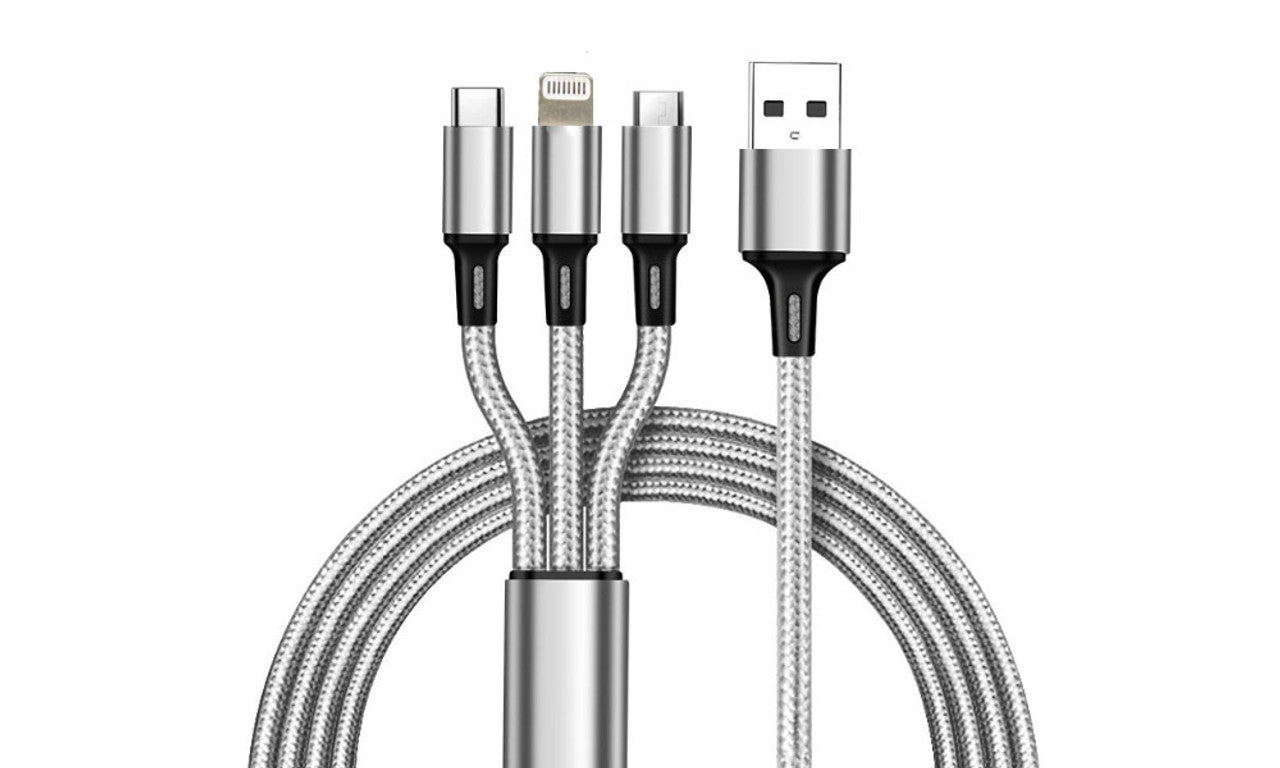 Nylon weaving 3in1 data/charging cable