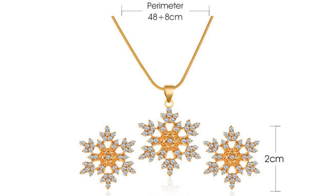 T-Gold Snowflake Necklace and Earring Set 5884