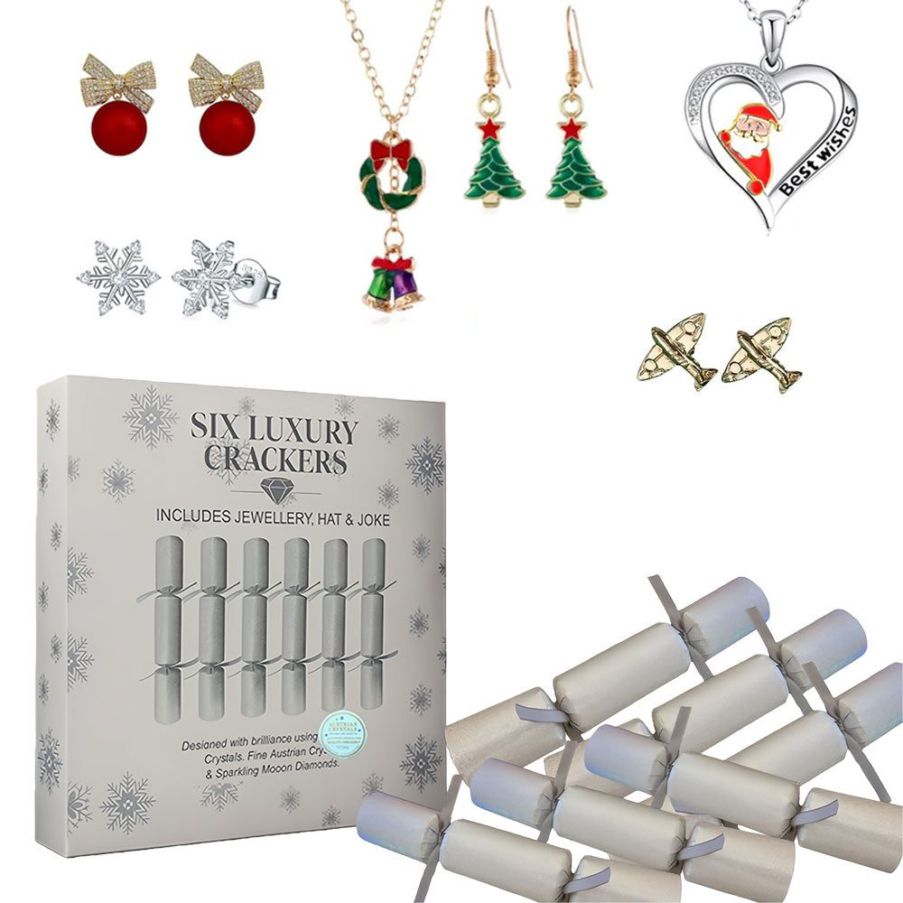 Christmas Jewelry Crackers 6pcs – Festive Surprise with Sparkling Accessories