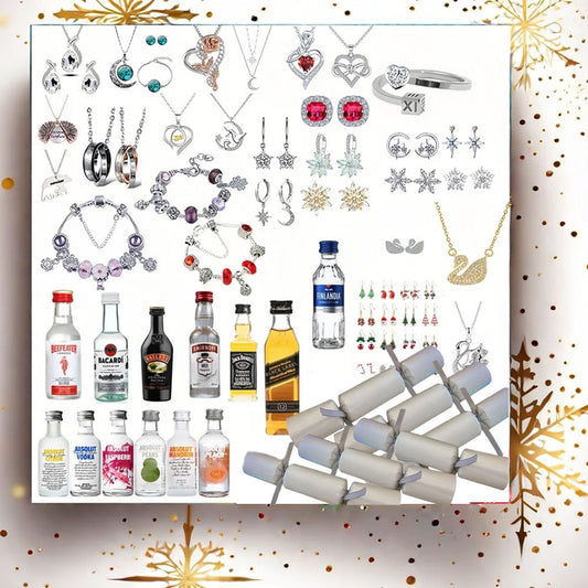 Luxury Christmas Crackers with Mini Spirits & Jewelry – Perfect Holiday/Party Gift Set