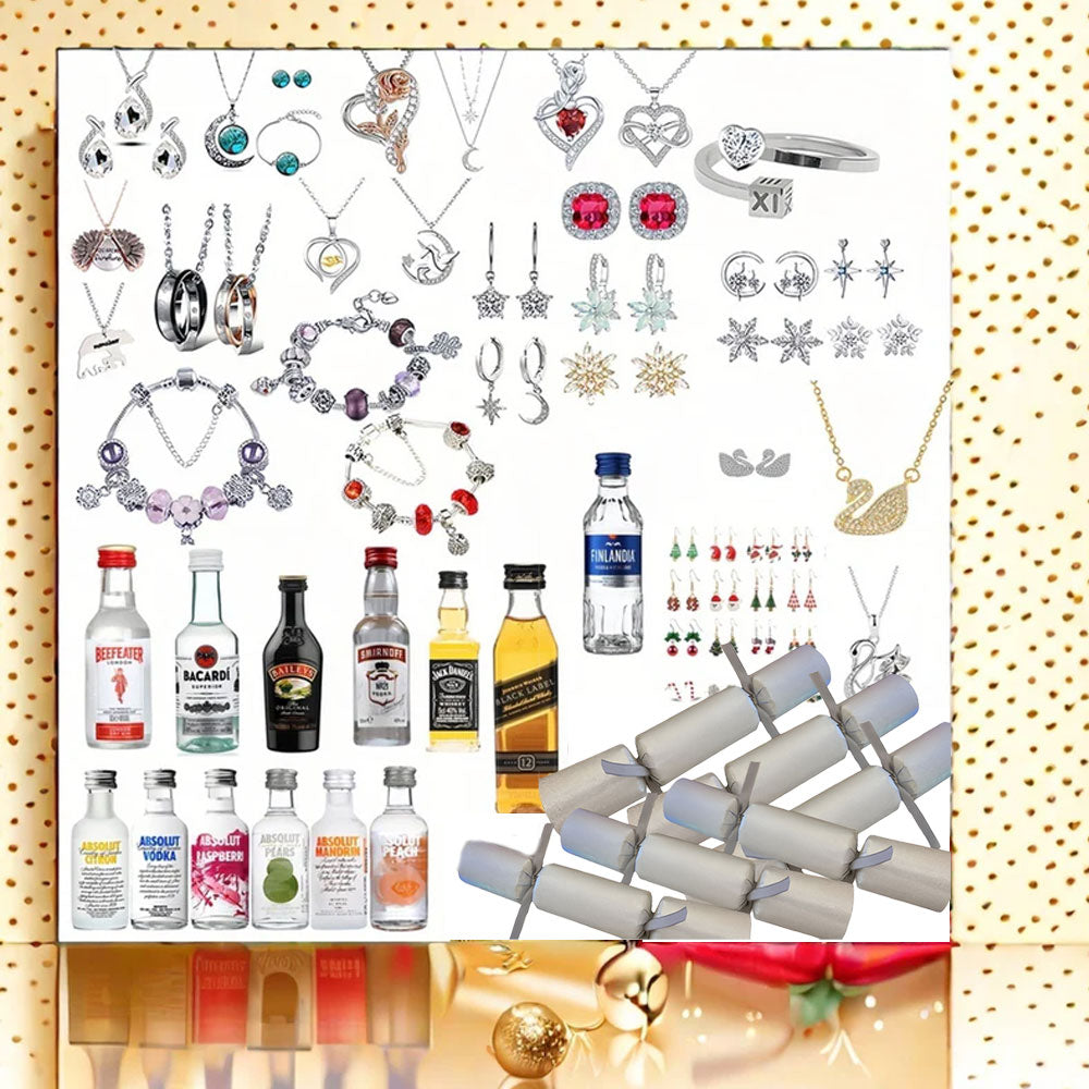 Luxury Christmas Crackers with Mini Spirits & Jewelry – Perfect Holiday/Party Gift Set