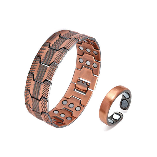 Vintage Red Copper Magnetic Bracelet - Triple-Row Detachable Strong Magnets Unisex Couple Bracelet