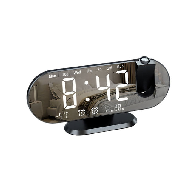 LED alarm clock temperature and humidity digital projection 8917