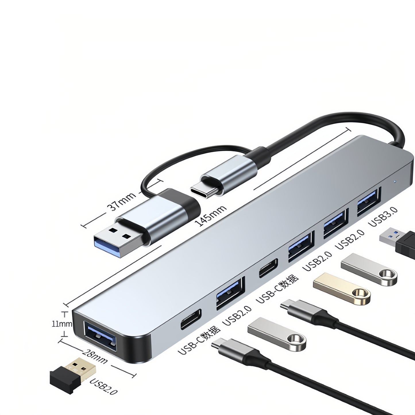 USB C Hub 7 in 1 USB Splitter Multiport Adapter