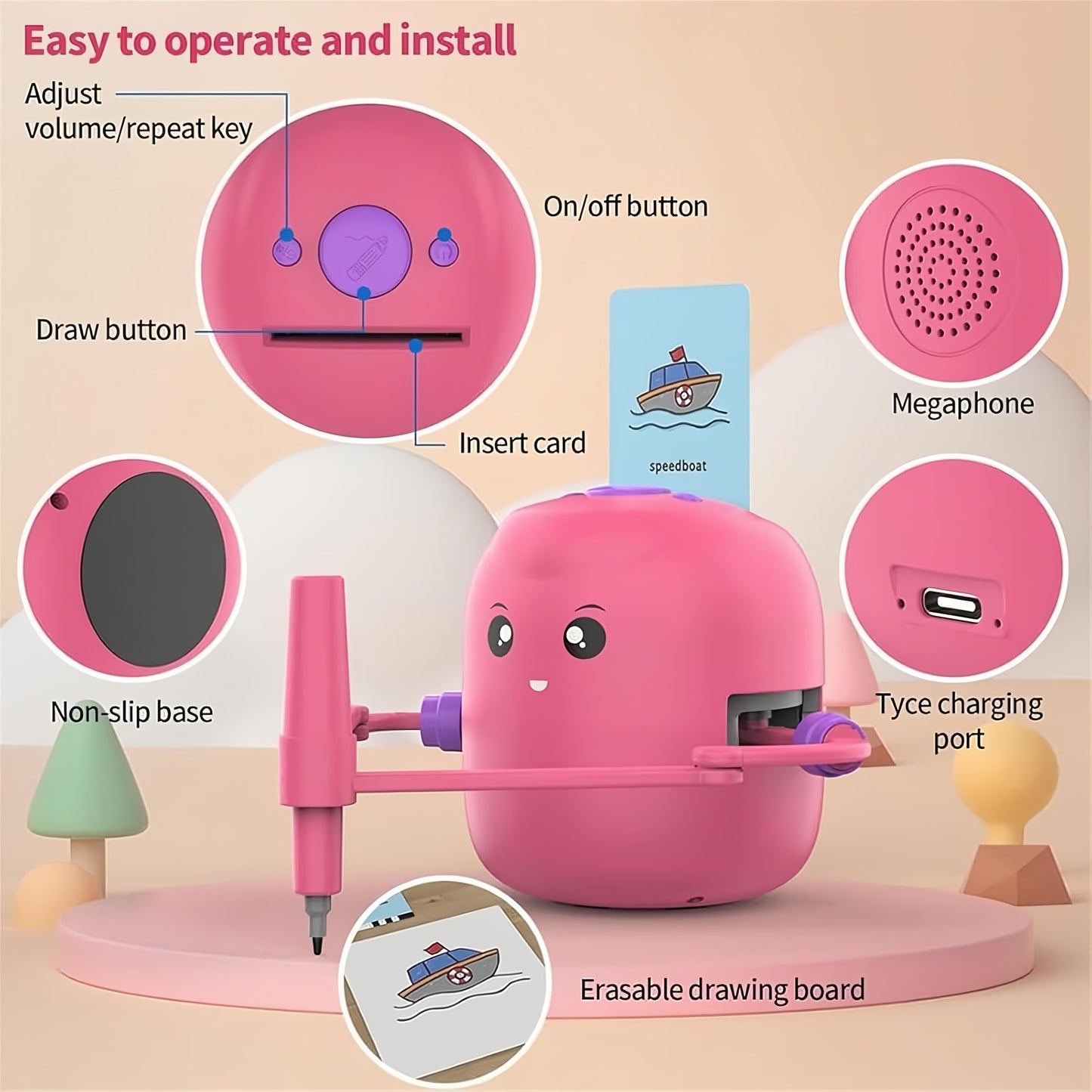 Educational Drawing Robot For Kids With Word Cards Voice Interaction Kids Drawing Robot