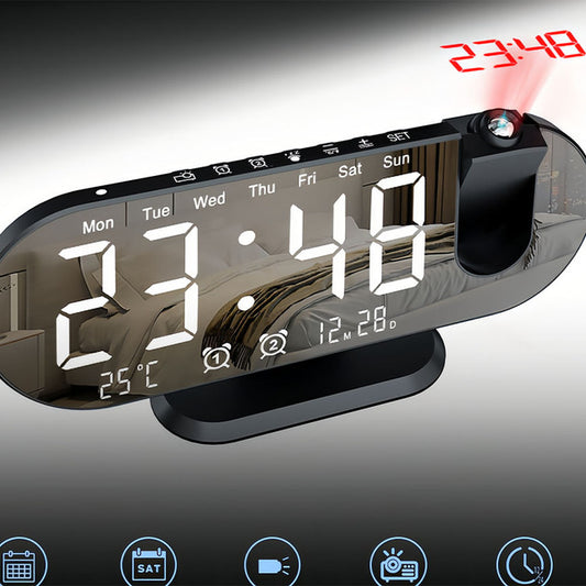LED alarm clock temperature and humidity digital projection 8917