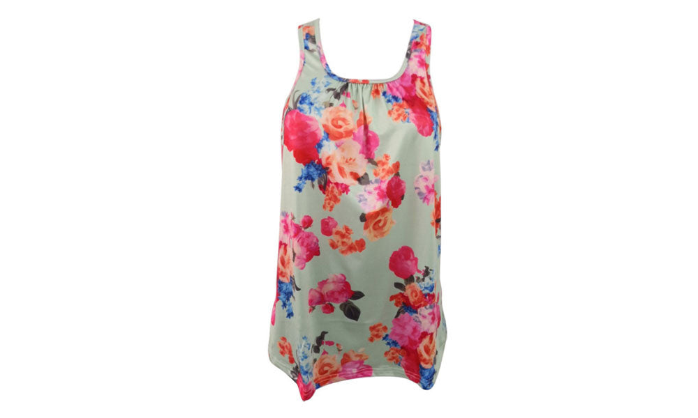 Women's Sleeveless Floral Print Tank Top – Casual Summer Loose Fit Vest Blouse 5087