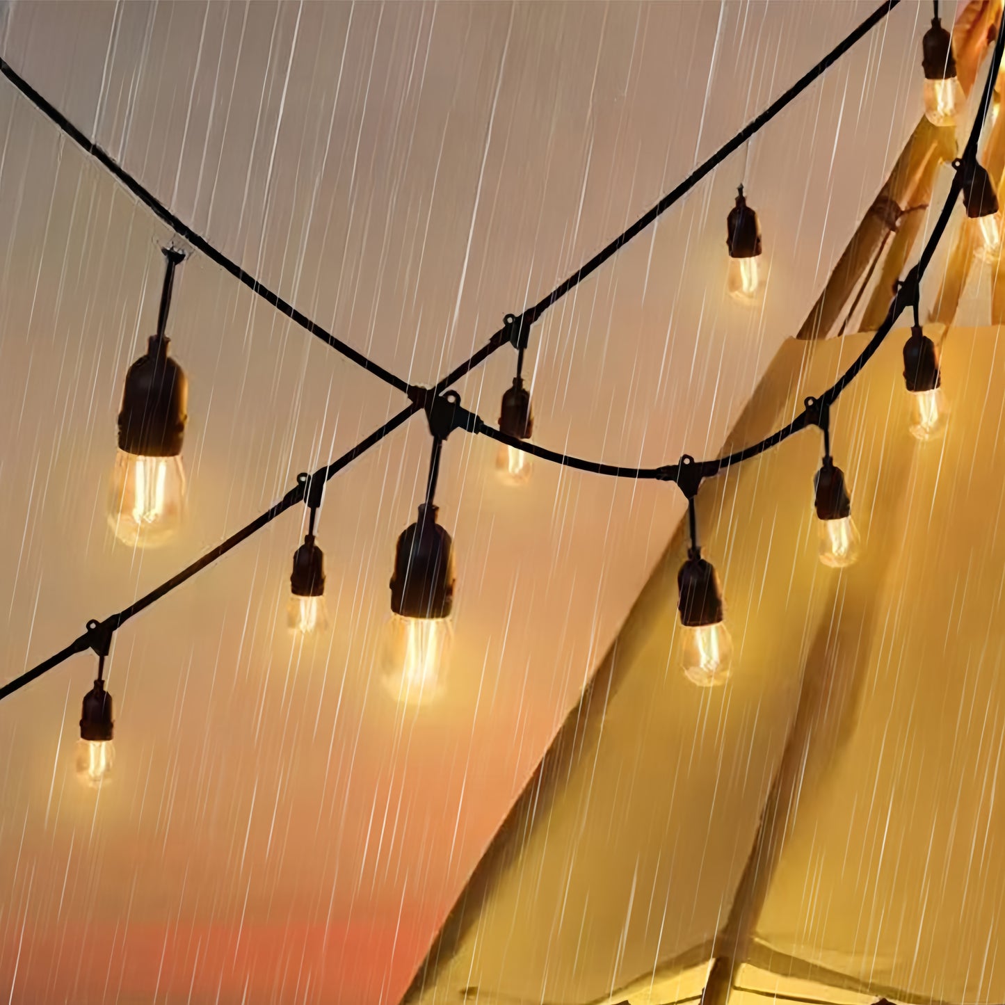 S14 Solar Waterproof Light String Outdoor Camping Canopy Decorative Light Garden Light String 5m10/10m20 pcs led