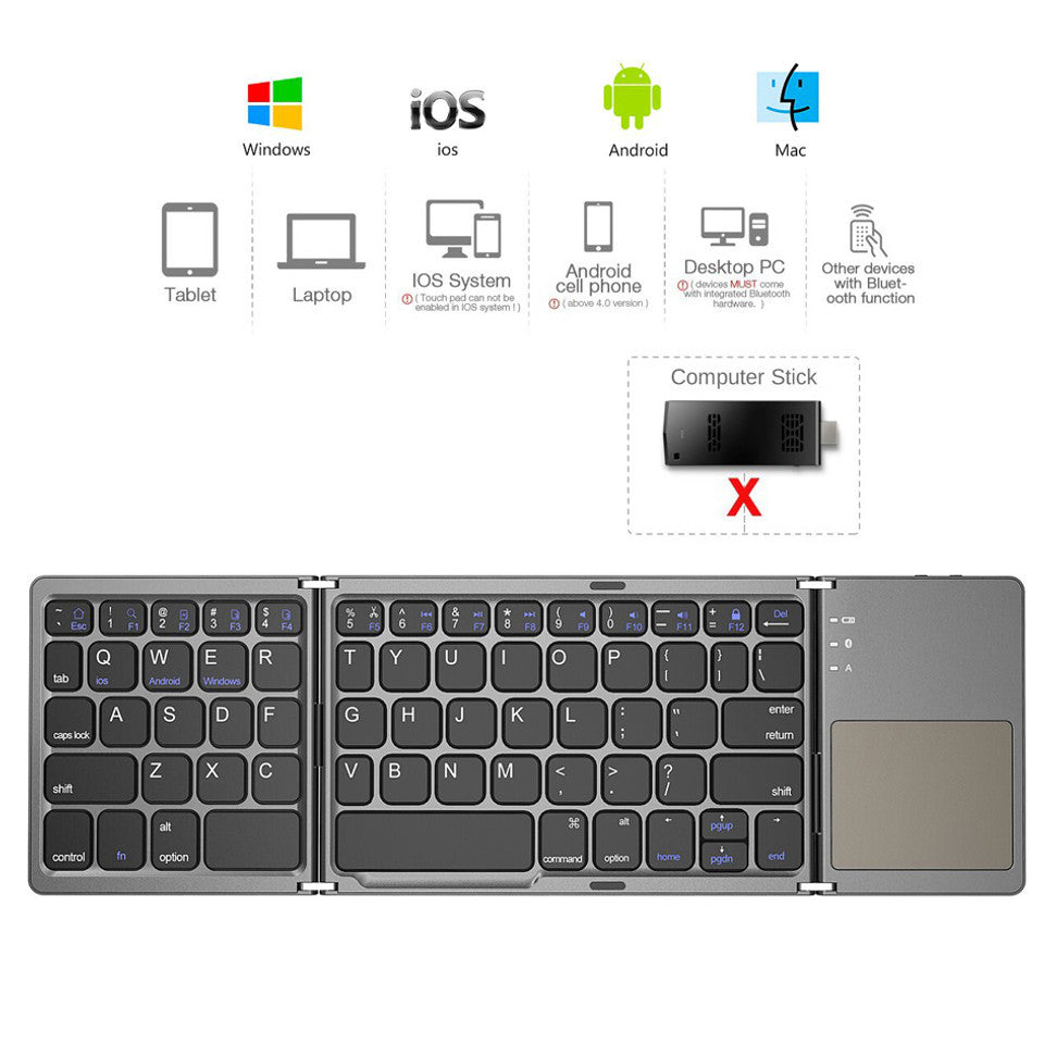 Bluetooth Keyboard with Touchpad for Windows, Android, IOS Mini Folding keyboard, Wireless