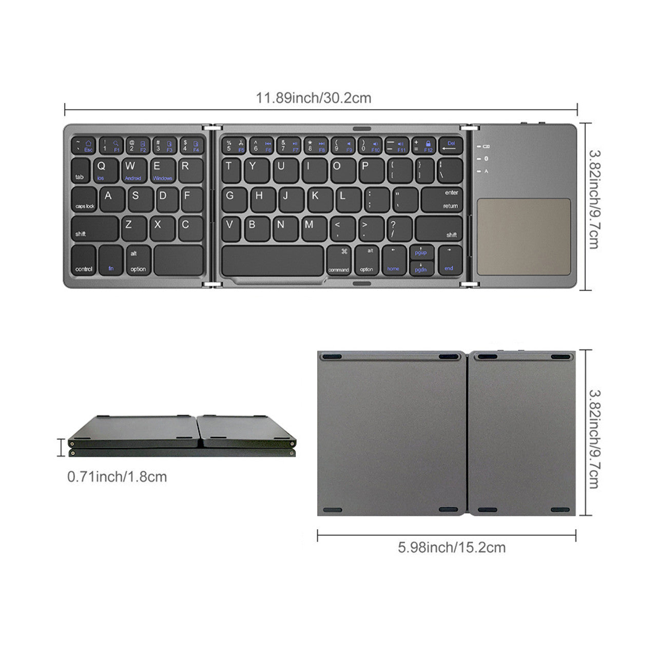 Bluetooth Keyboard with Touchpad for Windows, Android, IOS Mini Folding keyboard, Wireless