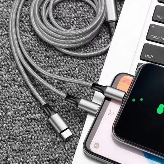 Type-C transmission three in two braided charging cable