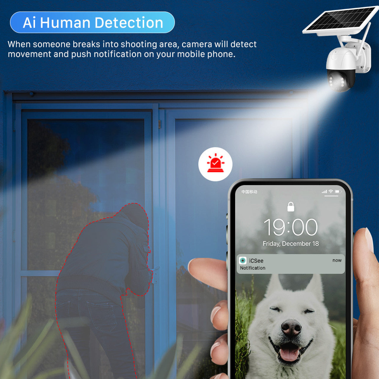 Solar Panel CCTV Smart Security Camera System Home Surveillance Outdoor
