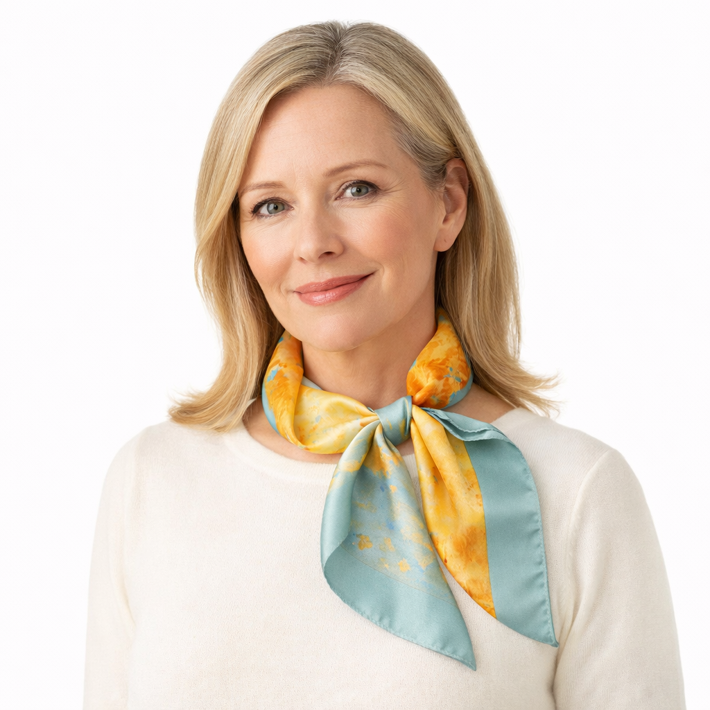 Amber Landscape Silk-feel Scarf