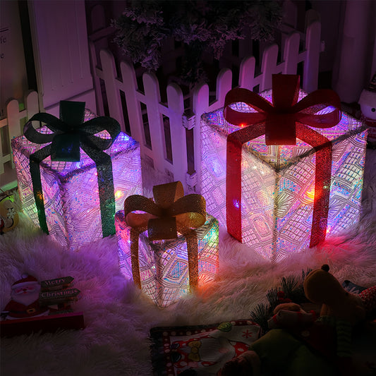Christmas Gift Box Folding Three Piece Decorative Props