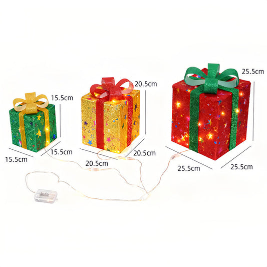 Christmas Gift Box Folding Three Piece Decorative Props