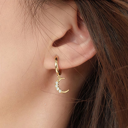 Creative Star Fashion Asymmetric Moon Star Earrings 6214
