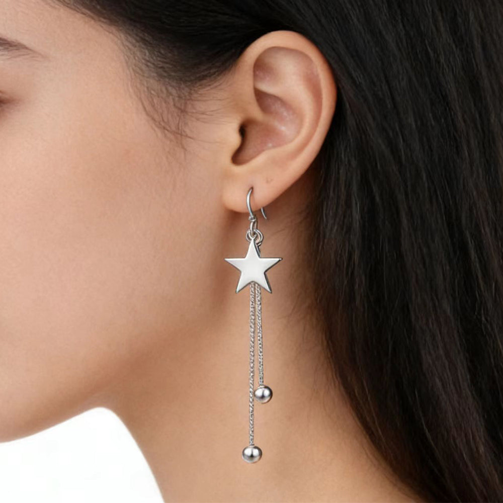 Five-pointed Star Medium And Long Tassel Earrings