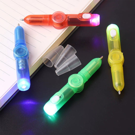 12PCS Creative Stress-Relieving Rotating LED Light Ballpoint Pen-MIX COLOUR