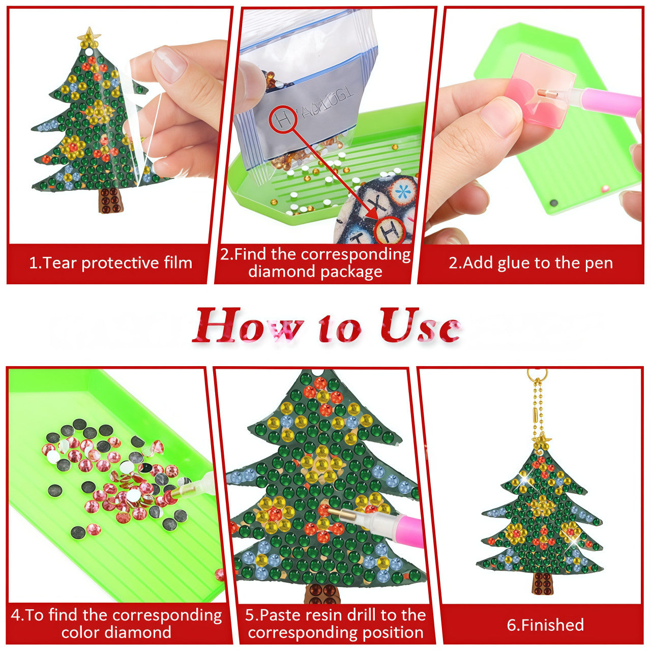 Christmas Countdown Calendar, Diamond Painting Keychain, DIY Handcrafted Creative Christmas Decoration