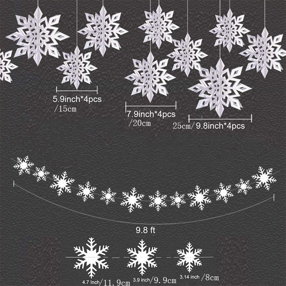 Snowflake Ceiling Decor - Christmas Indoor Hanging Ornament SET