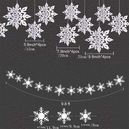 Snowflake Ceiling Decor - Christmas Indoor Hanging Ornament SET