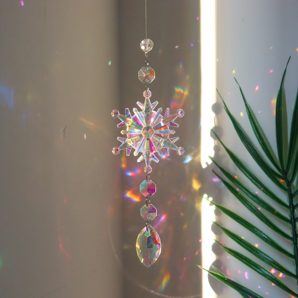 Christmas Limited Edition Rainbow Crystal Light and Shadow Snowflake Pendant - 4pcs