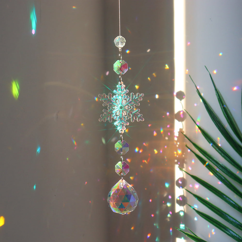 Christmas Limited Edition Rainbow Crystal Light and Shadow Snowflake Pendant - 4pcs