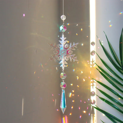 Christmas Limited Edition Rainbow Crystal Light and Shadow Snowflake Pendant - 4pcs