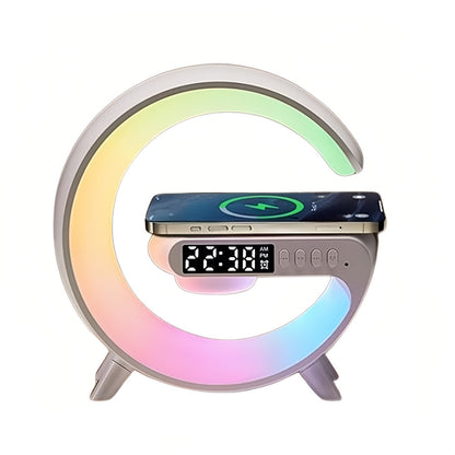 Smart 5-in-1 Wireless Charging G Bluetooth Alarm Clock Small Speaker Colorful Night Light