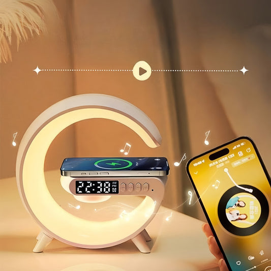 Smart 5-in-1 Wireless Charging G Bluetooth Alarm Clock Small Speaker Colorful Night Light