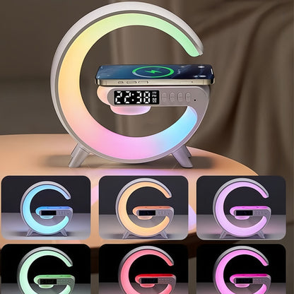 Smart 5-in-1 Wireless Charging G Bluetooth Alarm Clock Small Speaker Colorful Night Light