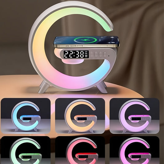 Smart 5-in-1 Wireless Charging G Bluetooth Alarm Clock Small Speaker Colorful Night Light
