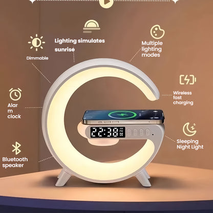 Smart 5-in-1 Wireless Charging G Bluetooth Alarm Clock Small Speaker Colorful Night Light