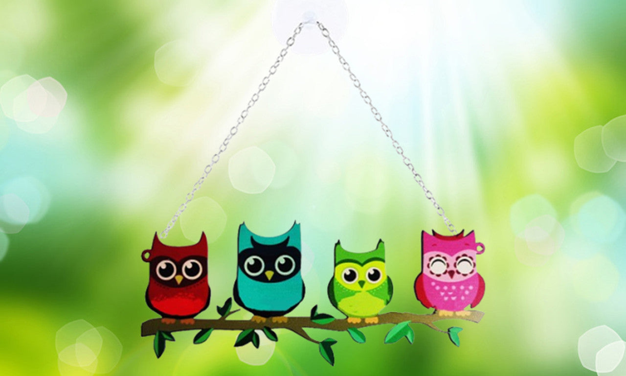 Stained glass effect Window Garden decoration Owl