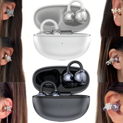 Ella S6 Earclip Earbuds Wireless Bluetooth Lightweight Comfort Intelligent &1PCS Earphone Clip Zircon Ear Clip Accessories