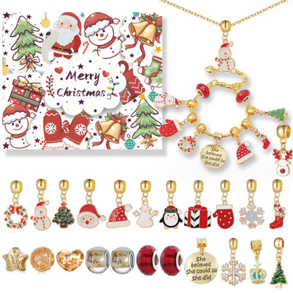 Golden XMAS 24 Days Fall A Few Calendar Gift Box Set DIY Beading Necklace
