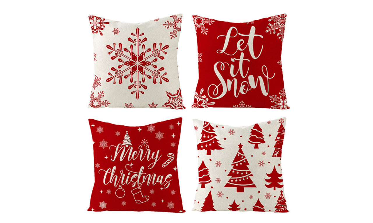 Set of 4 Christmas Pillowcase Red Sofa Pillow Pillow