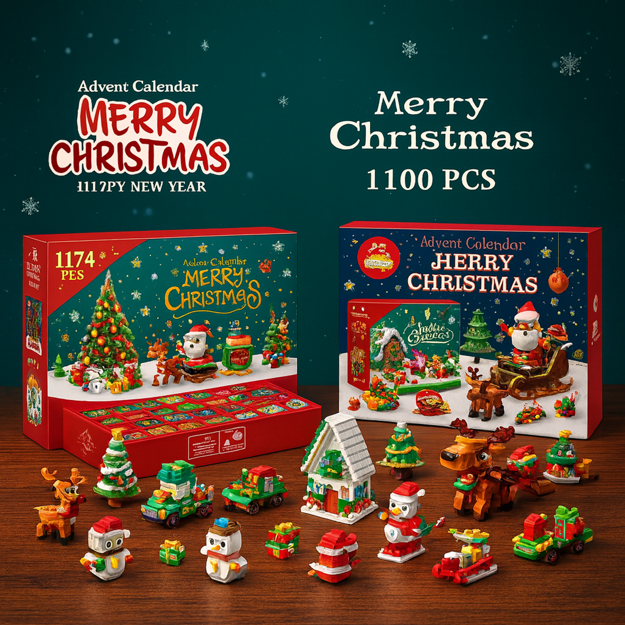 24 Grid DIY Building Block Christmas Calendar Box Countdown