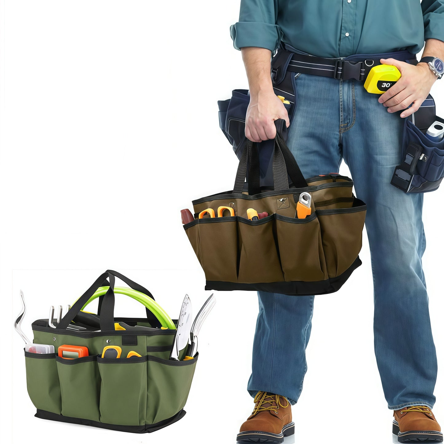 14 Inch Gardening Tote Bag Deluxe Garden Tool Storage Bag and Home Organizer with Pockets